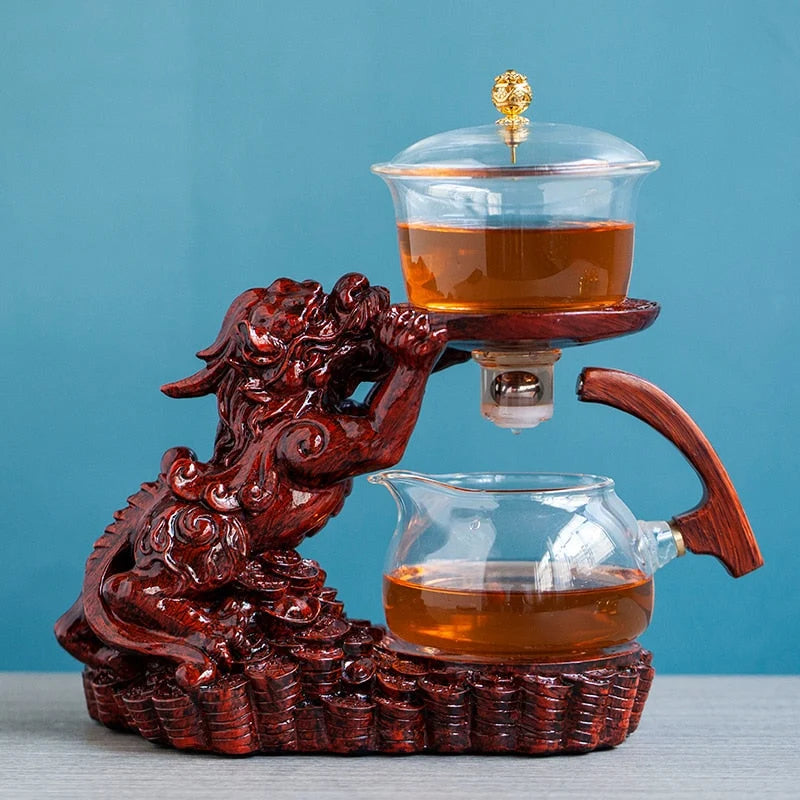 Teapot With Infuser Basket Dragon Design
