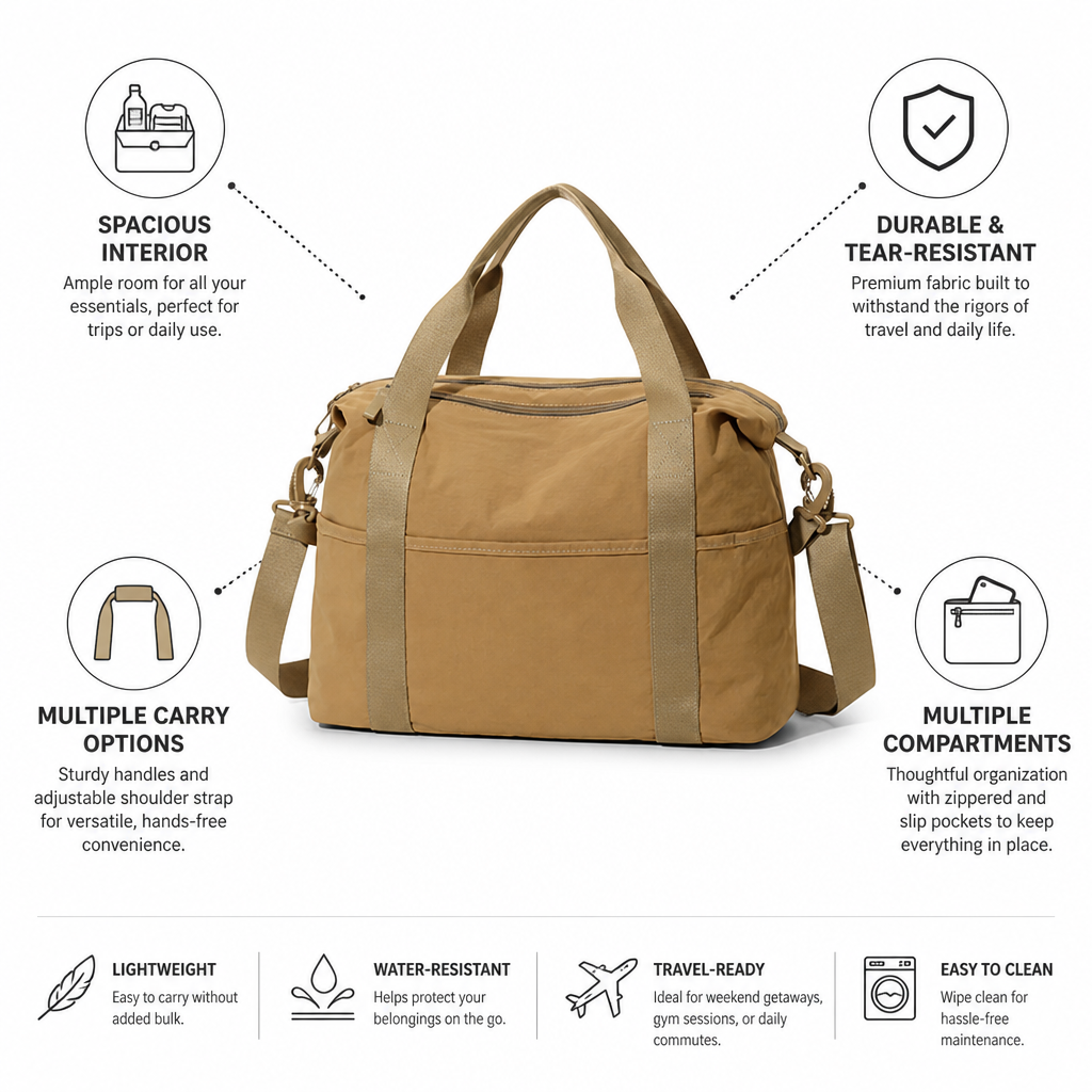 Tear-Resistant Multi-Compartment Travel Satchel