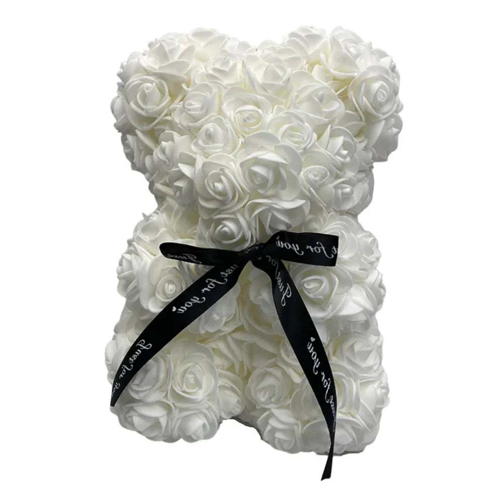 Teddy Bear Foam Rose Covered 9.8 Inch