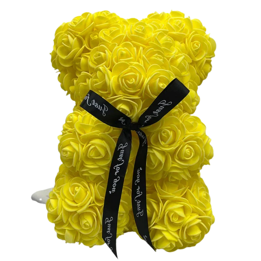 Teddy Bear Foam Rose Covered 9.8 Inch