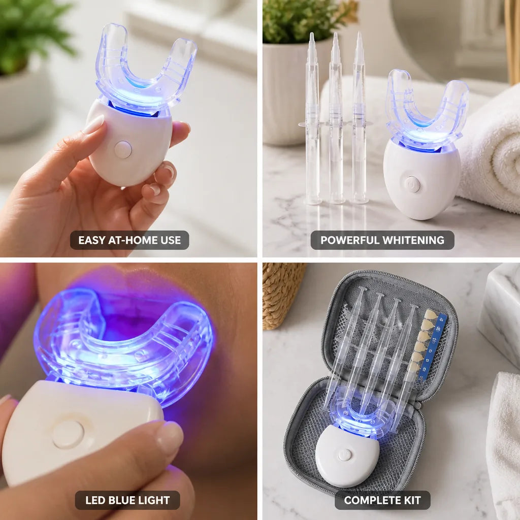 Teeth Whitening Kit LED Blue Light Carbamide Peroxide Gel