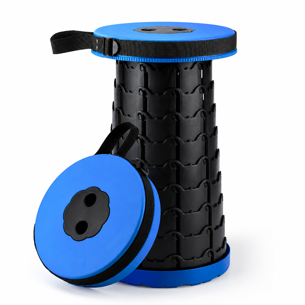 Telescopic Height-Adjustable Folding Stool (Non-Slip Top)