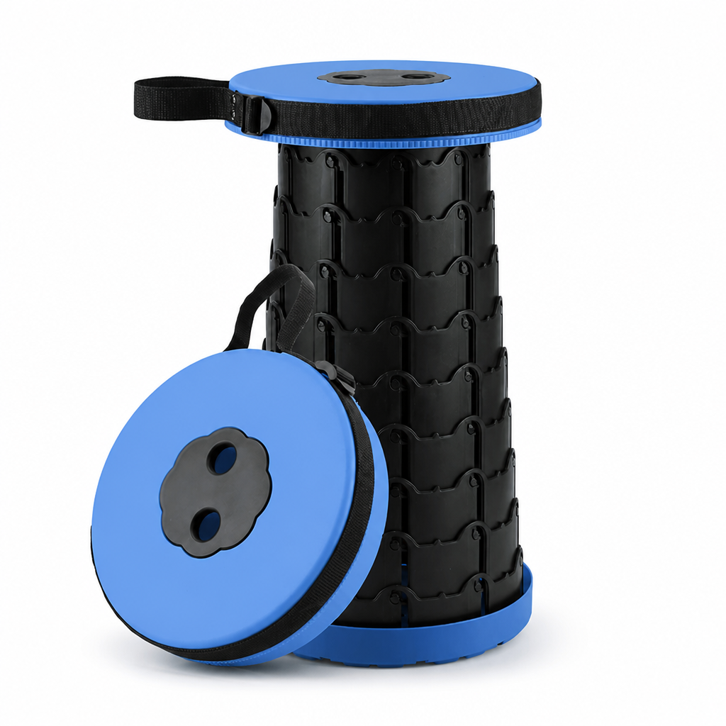 Telescopic Height-Adjustable Folding Stool (Non-Slip Top)