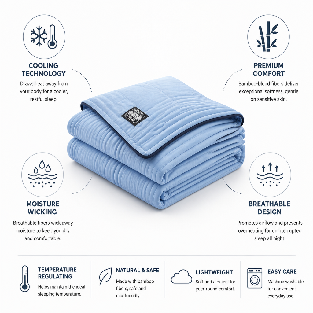 Temperature-Regulating Bamboo-Blend Cooling Blanket