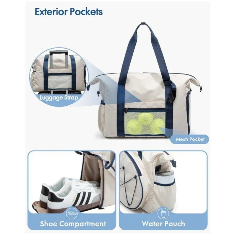 Tennis Bag Holds Three Rackets Water-Resistant Padded Shoulder Straps