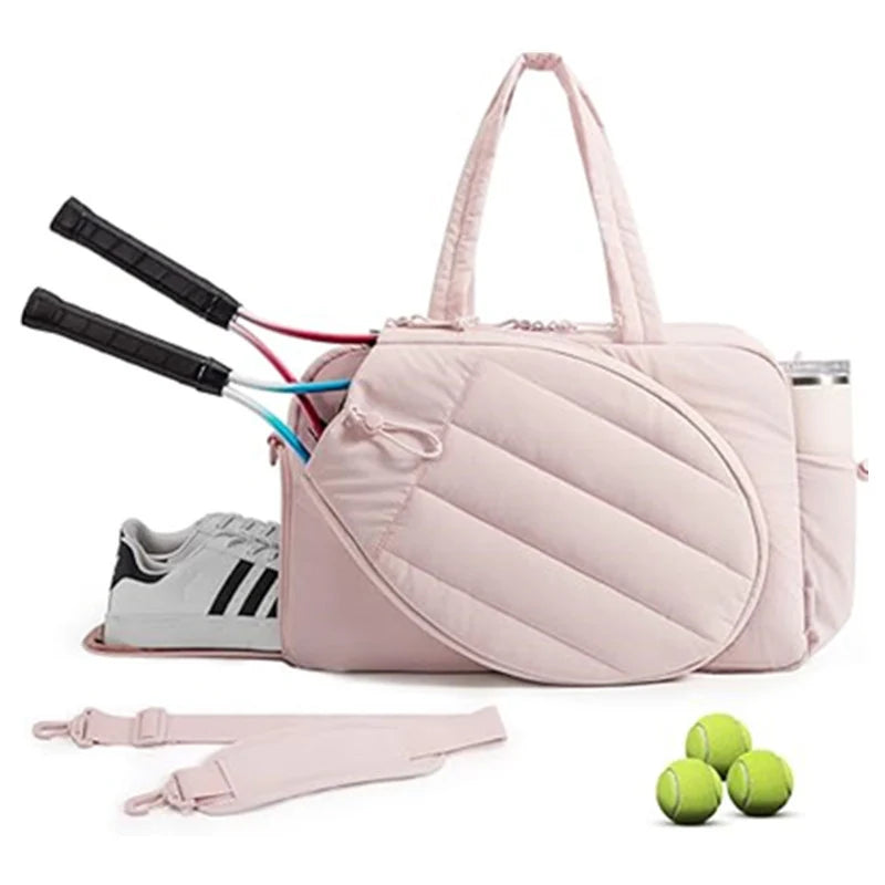 Tennis Gear Bag Water-Resistant Spacious Compartment Detachable Shoulder Strap
