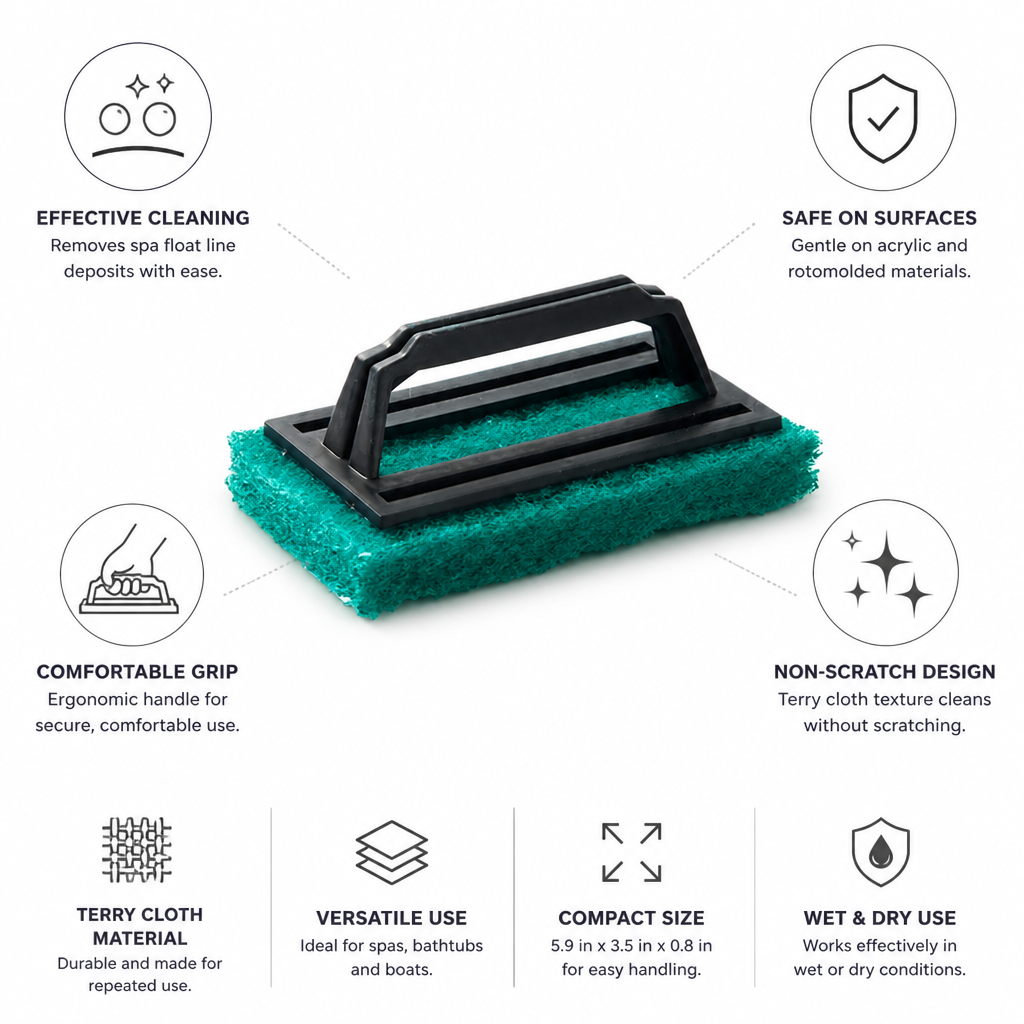 Terry Cloth Non-Scratch Waterline Sponge Brush (For Spas & Bathtubs)