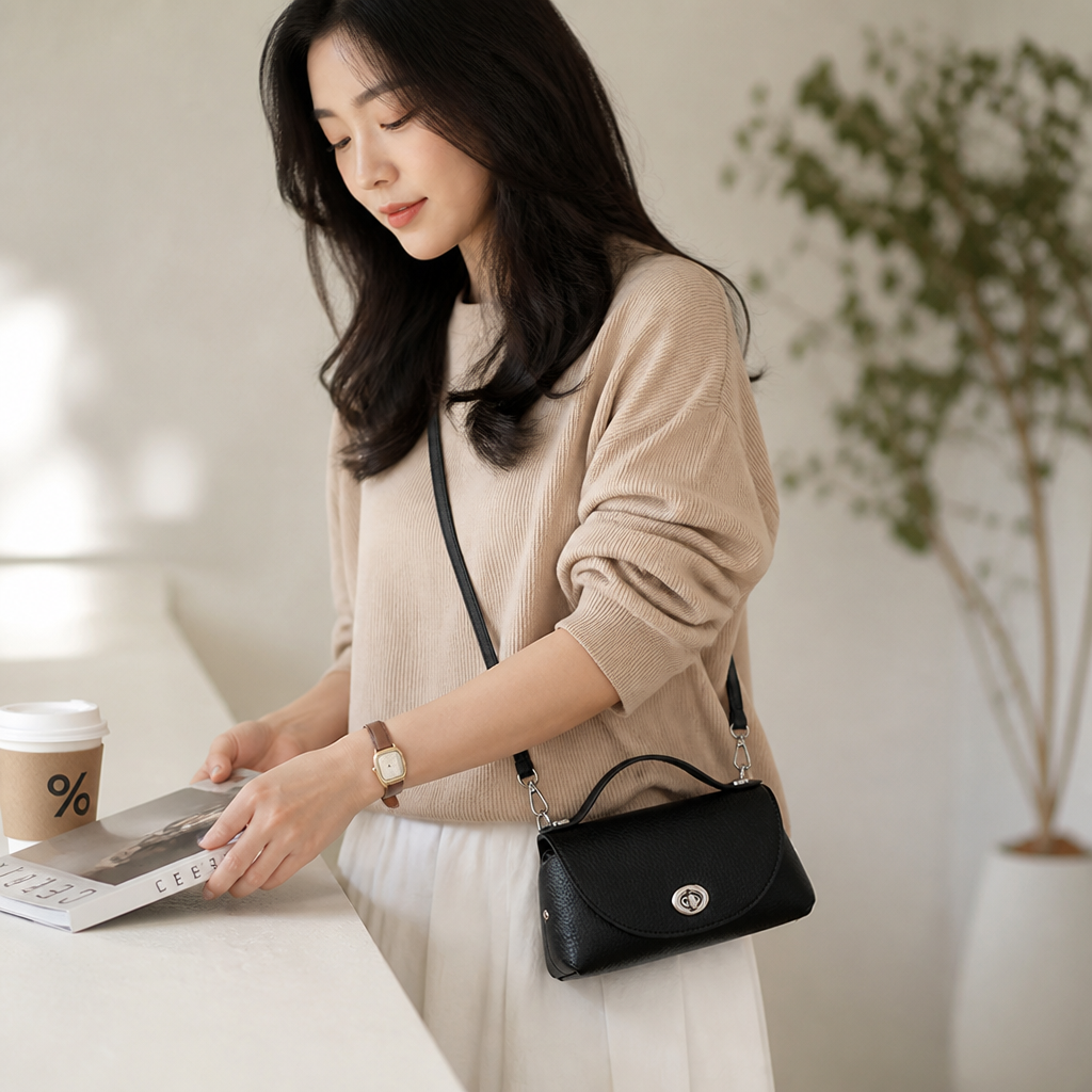 Textured Leather Adjustable & Removable Strap Mini Crossbody Bag