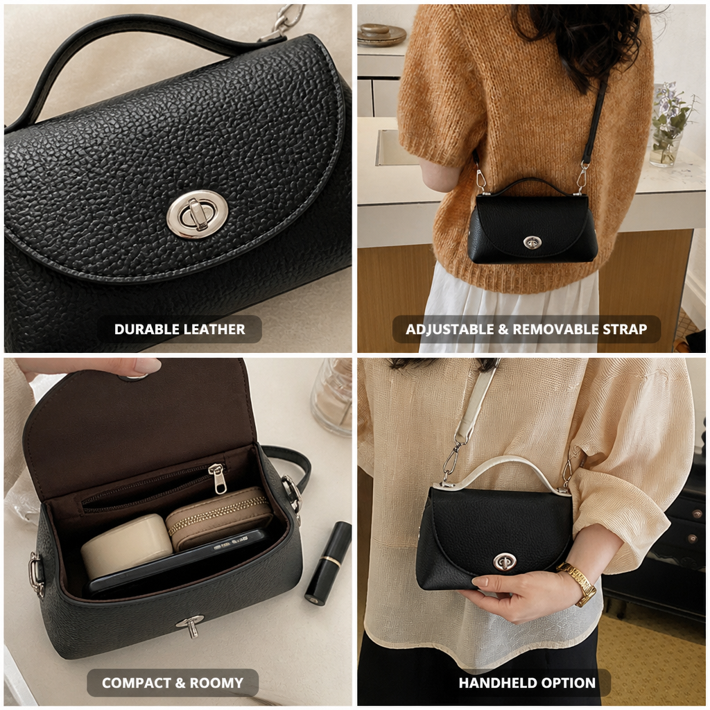 Textured Leather Adjustable & Removable Strap Mini Crossbody Bag