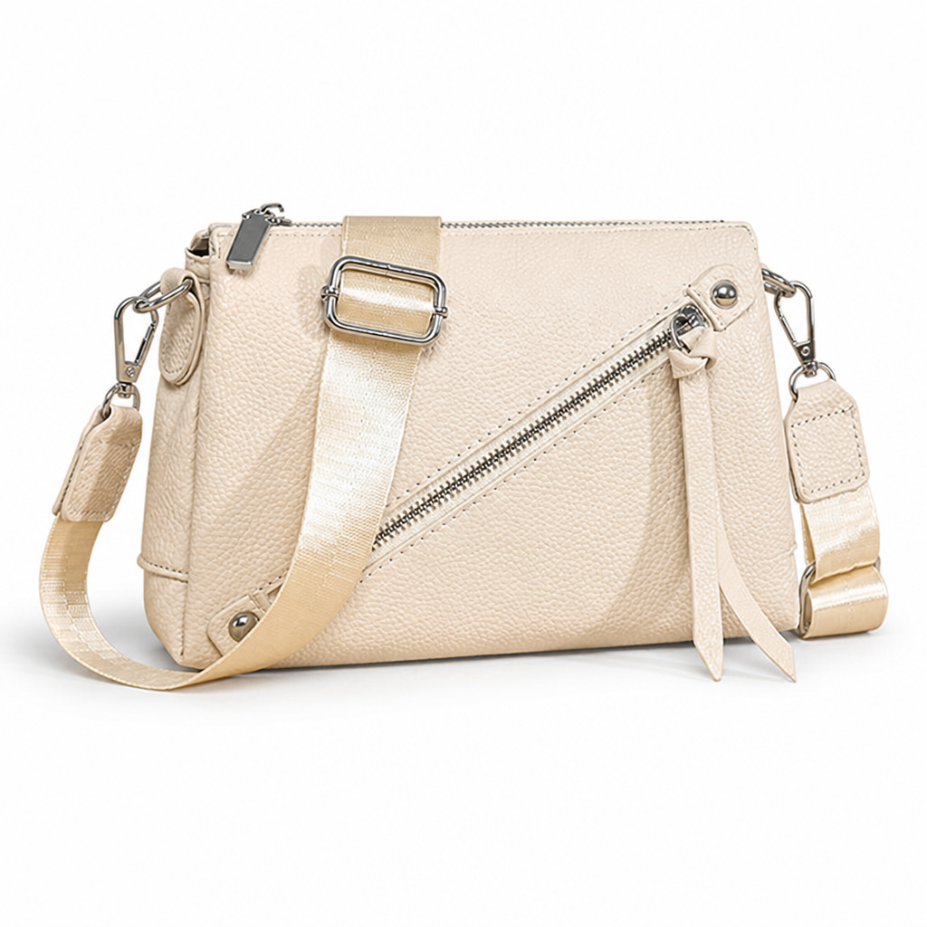 Textured Leather Crossbody Bag With Adjustable Strap