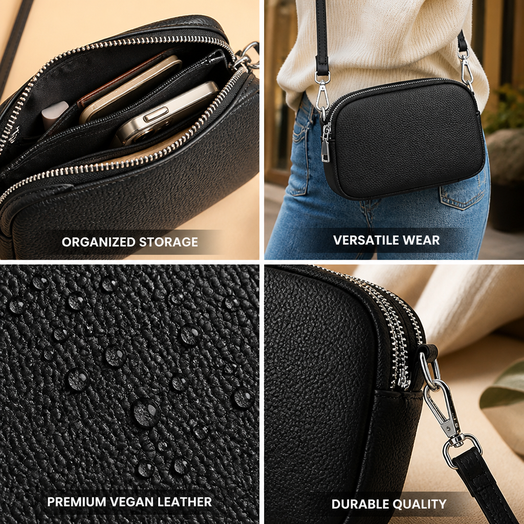 Textured Vegan Leather Crossbody Bag