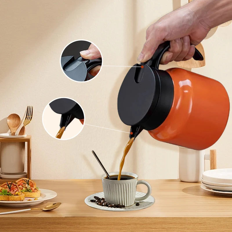 Thermal Flask Stainless Steel Tea Infuser One-Click Pour Spout