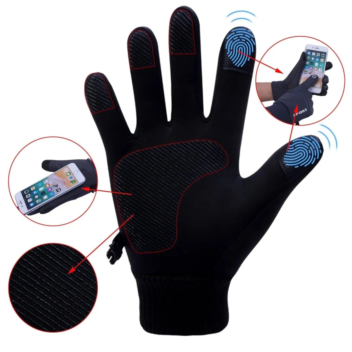 Thermal Gloves Touchscreen-Compatible Water-Resistant Non-Slip Grip