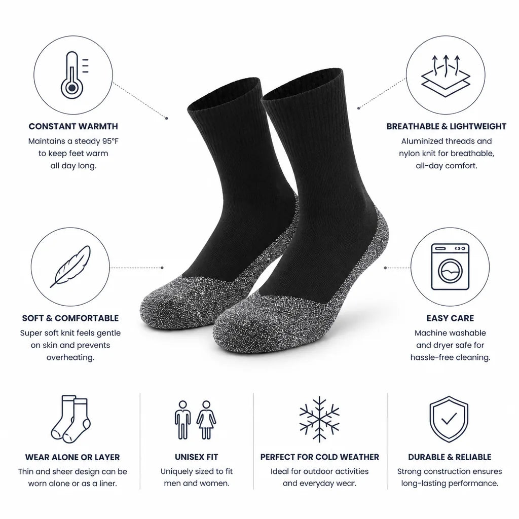 Thermal Socks Lightweight & Breathable Aluminized Liner