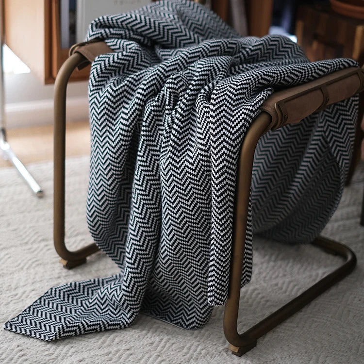 Throw Blanket Herringbone Soft Machine Washable