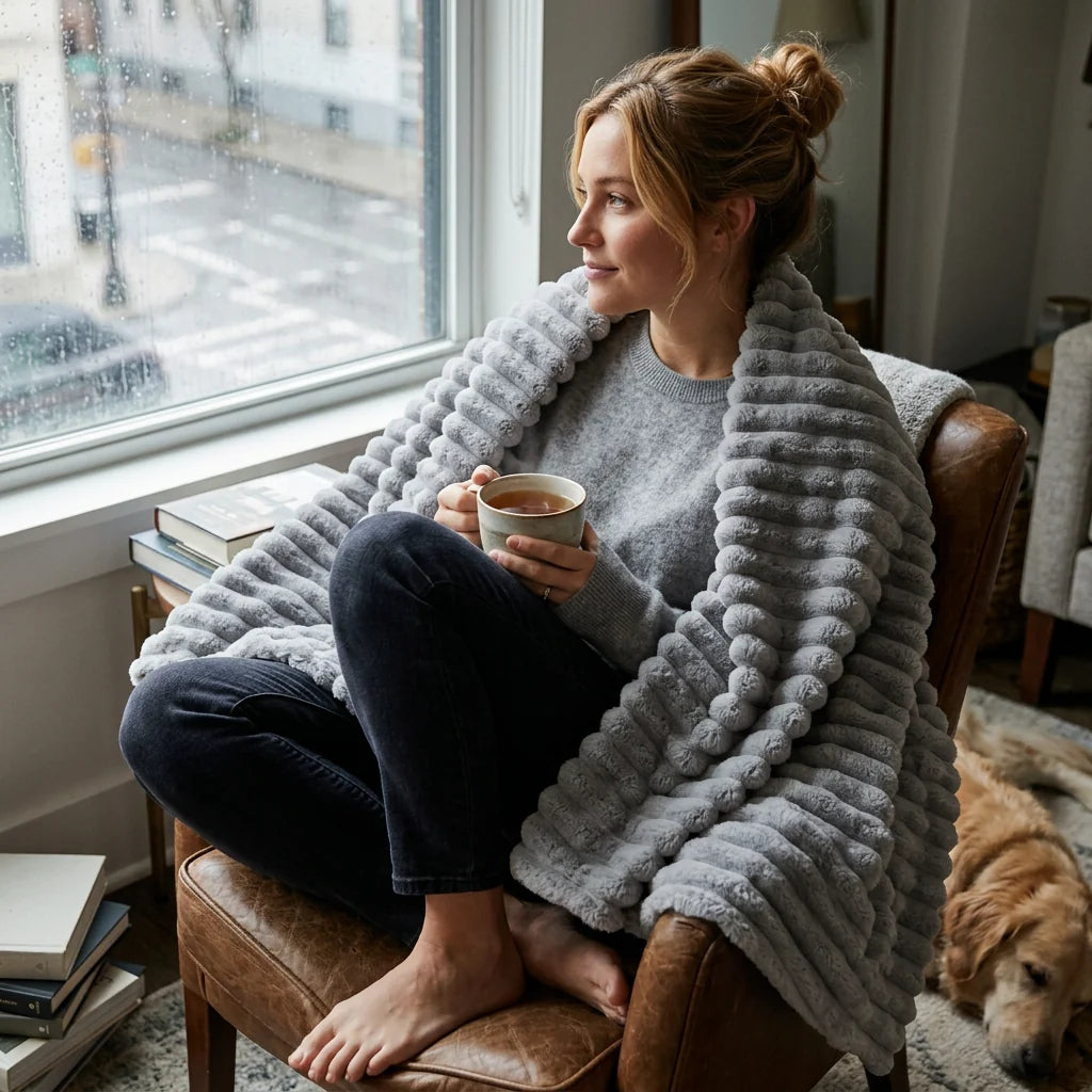 Throw Blanket High-Loft Plush & Dense Backing