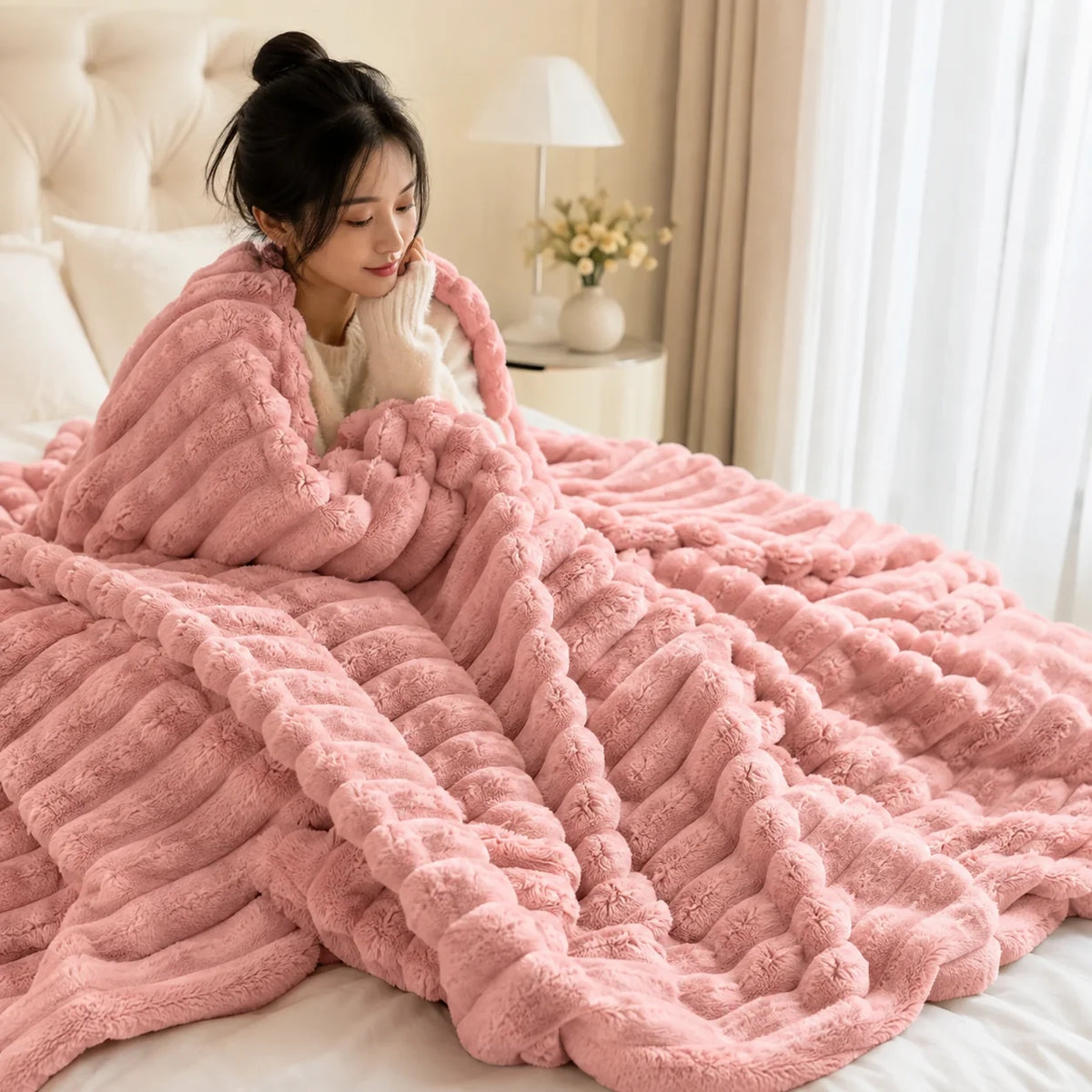 Throw Blanket High-Loft Plush & Dense Backing
