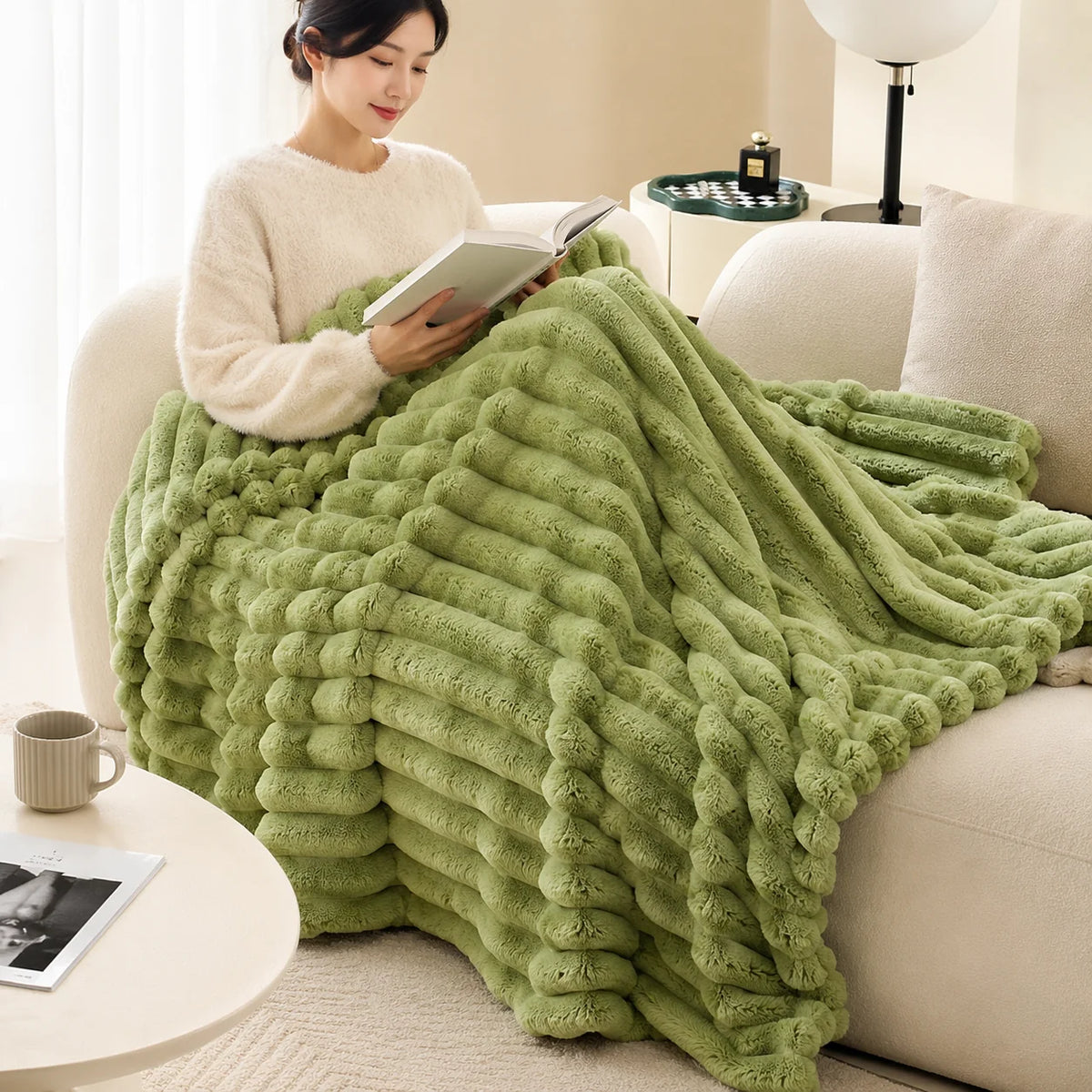 Throw Blanket High-Loft Plush & Dense Backing