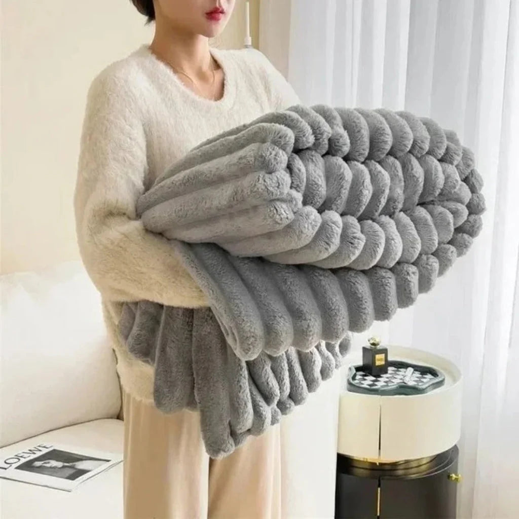 Throw Blanket Oversized Textured Plush Machine Washable