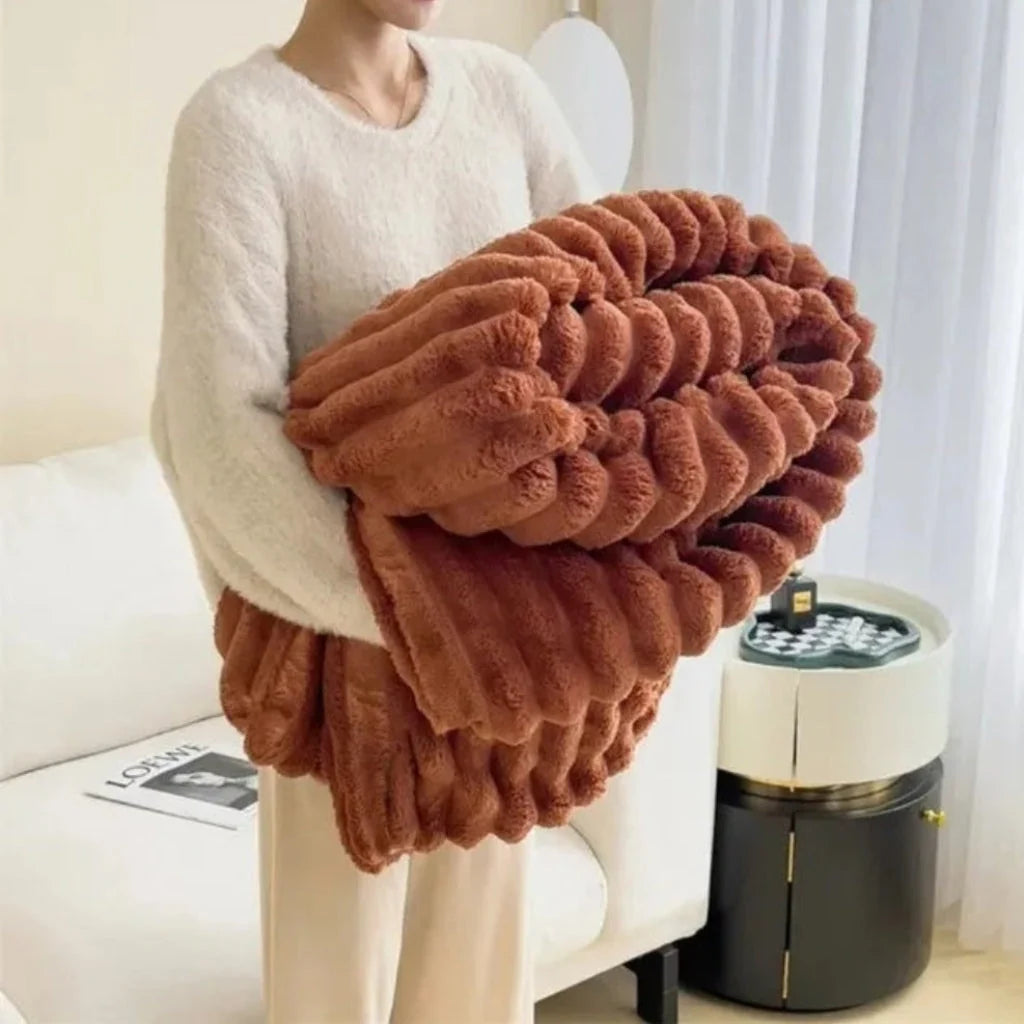 Throw Blanket Oversized Textured Plush Machine Washable