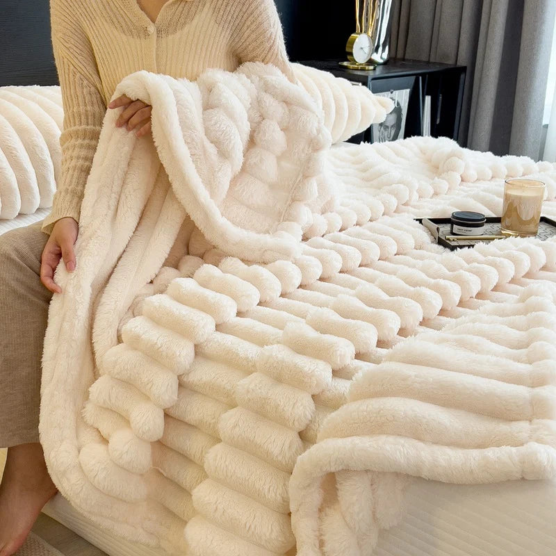 Throw Blanket Plush Textured Machine Washable