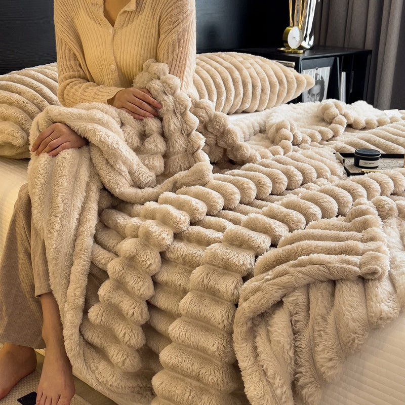 Throw Blanket Plush Textured Machine Washable