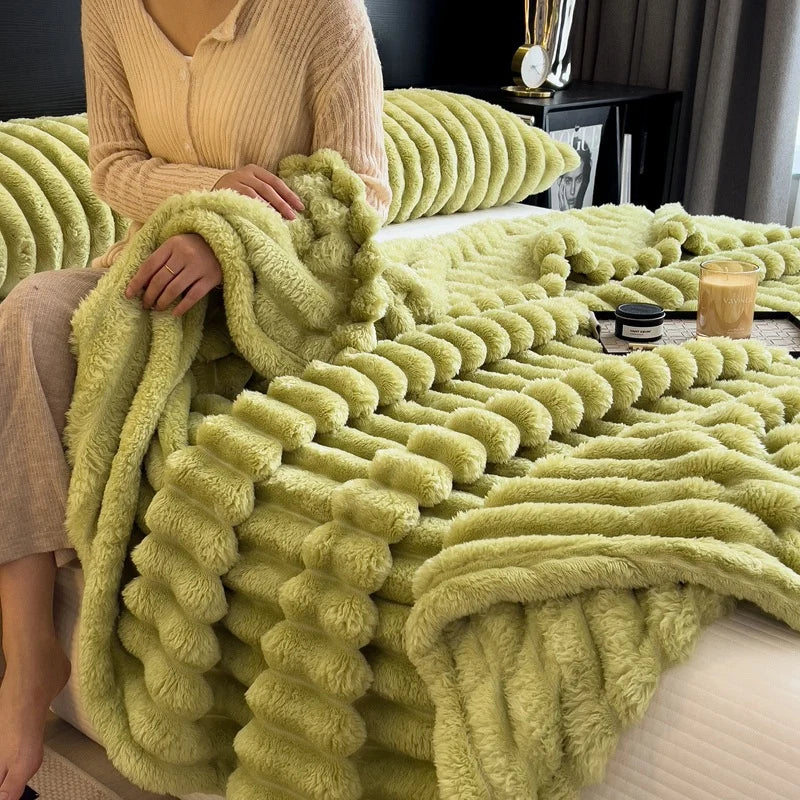 Throw Blanket Plush Textured Machine Washable