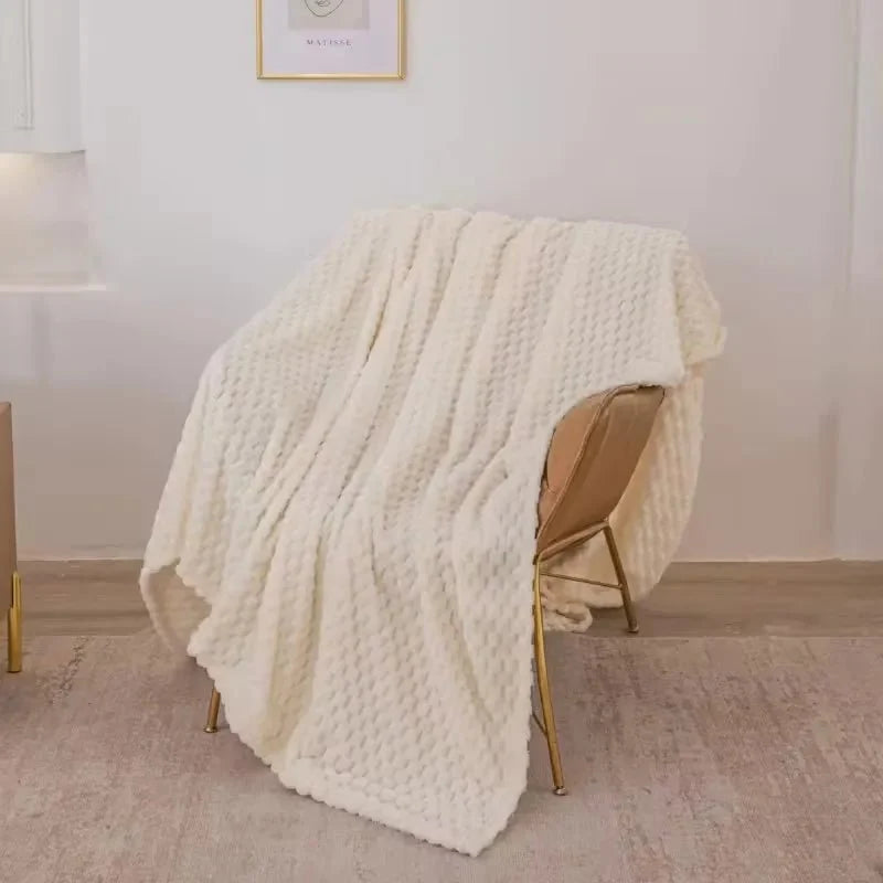 Throw Blanket Plush Velvet Plaid Warm & Cozy