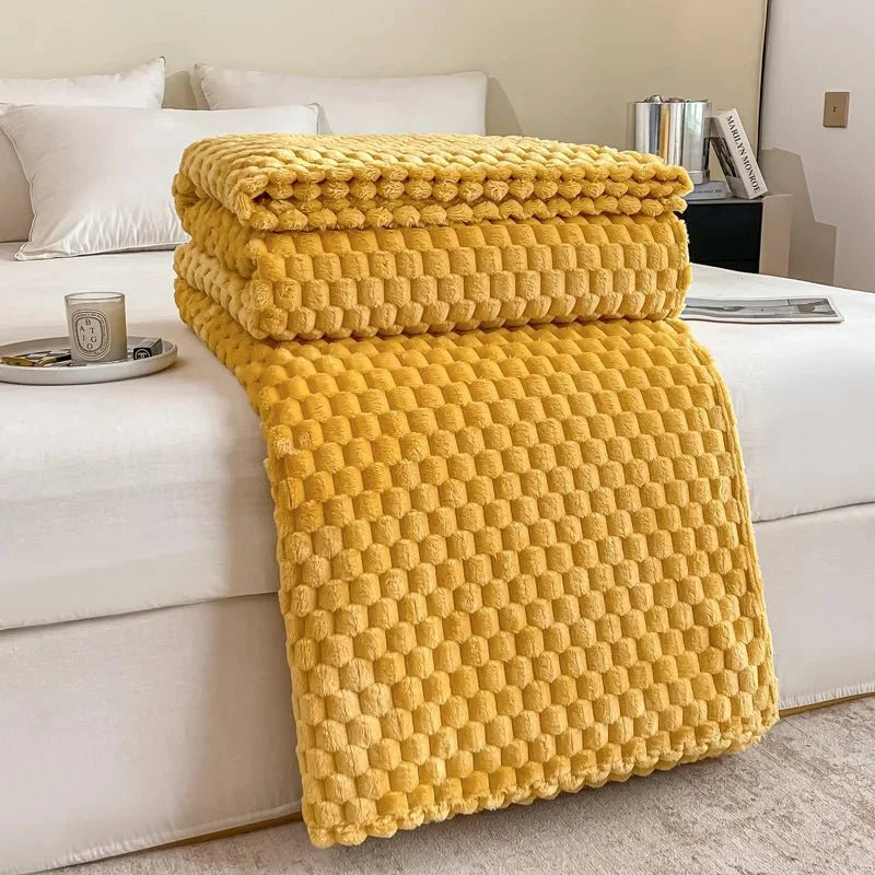 Throw Blanket Plush Velvet Plaid Warm & Cozy