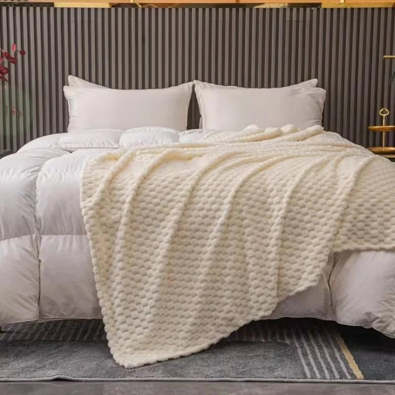 Throw Blanket Plush Velvet Plaid Warm & Cozy