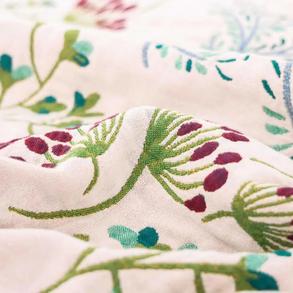 Throw Blanket Raised Floral Texture Plush Cotton Blend