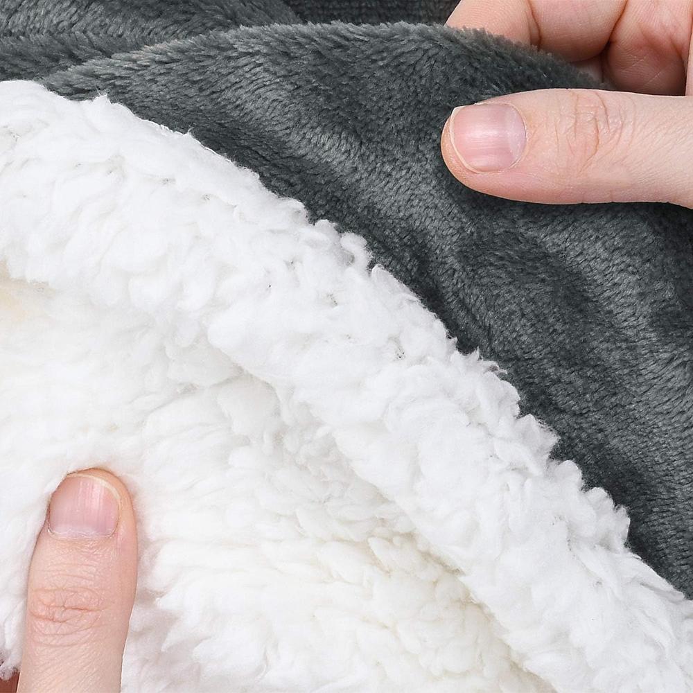 Throw Blanket Reversible Velour & Sherpa Machine Washable
