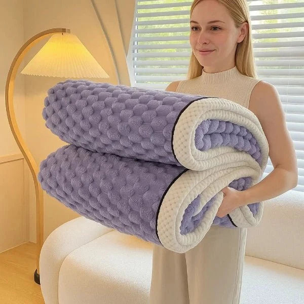 Throw Blanket Textured Sherpa Fleece Machine Washable