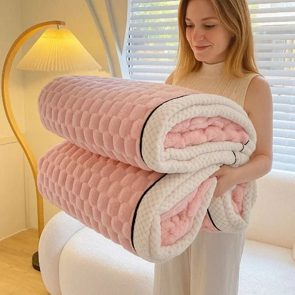Throw Blanket Textured Sherpa Fleece Machine Washable