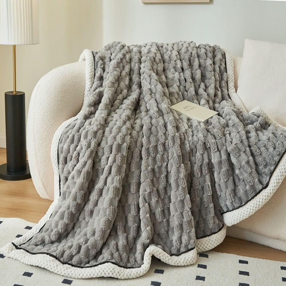 Throw Blanket Textured Sherpa Fleece Machine Washable
