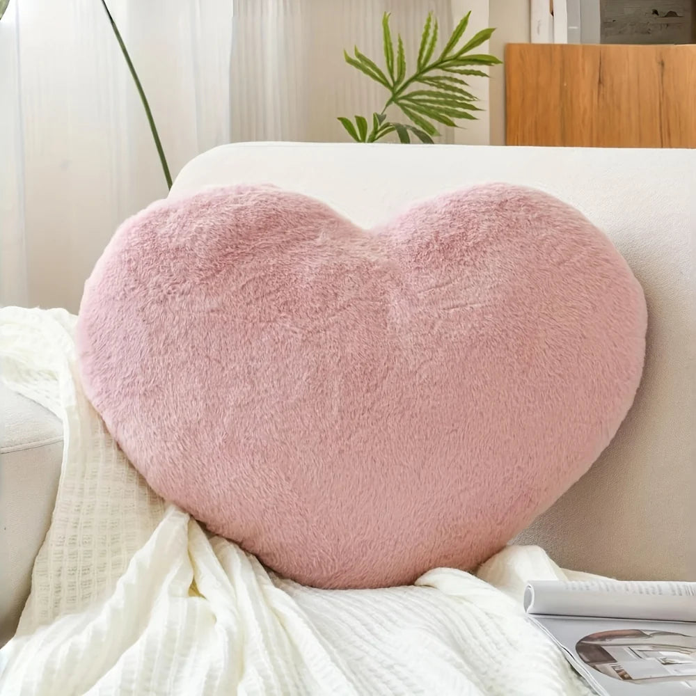 Throw Pillow Heart-Shaped Deep Plush Structured Fill