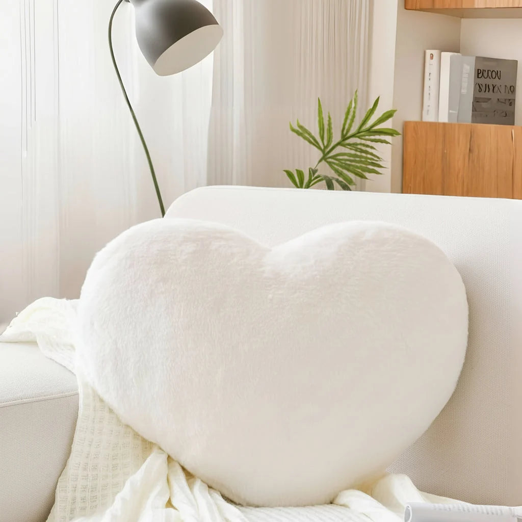 Throw Pillow Heart-Shaped Deep Plush Structured Fill