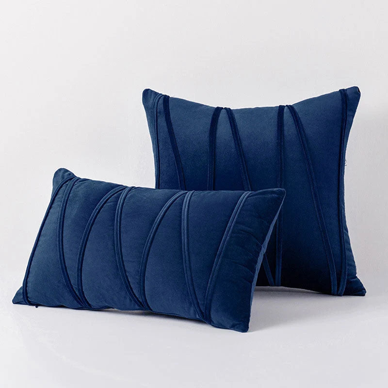 Throw Pillow Pleated Geometric Velour Cover Cotton Filled