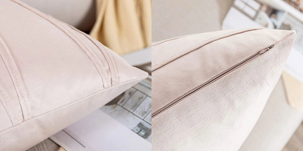 Throw Pillow Pleated Geometric Velour Cover Cotton Filled