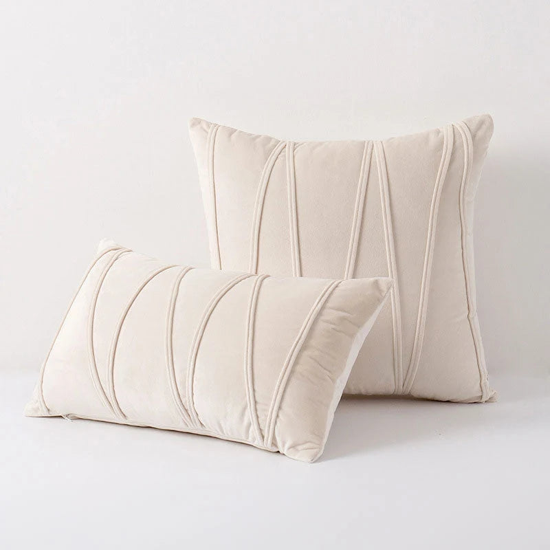 Throw Pillow Pleated Geometric Velour Cover Cotton Filled