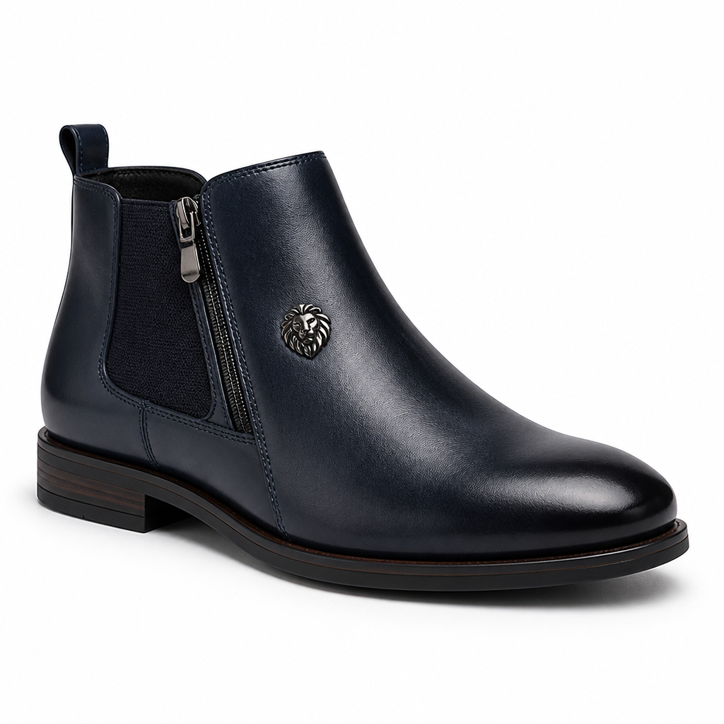 Timeless Lion Emblem Chelsea Boots (Side Zipper)