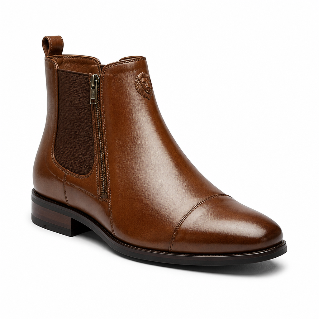 Timeless Lion Emblem Chelsea Boots (Side Zipper)