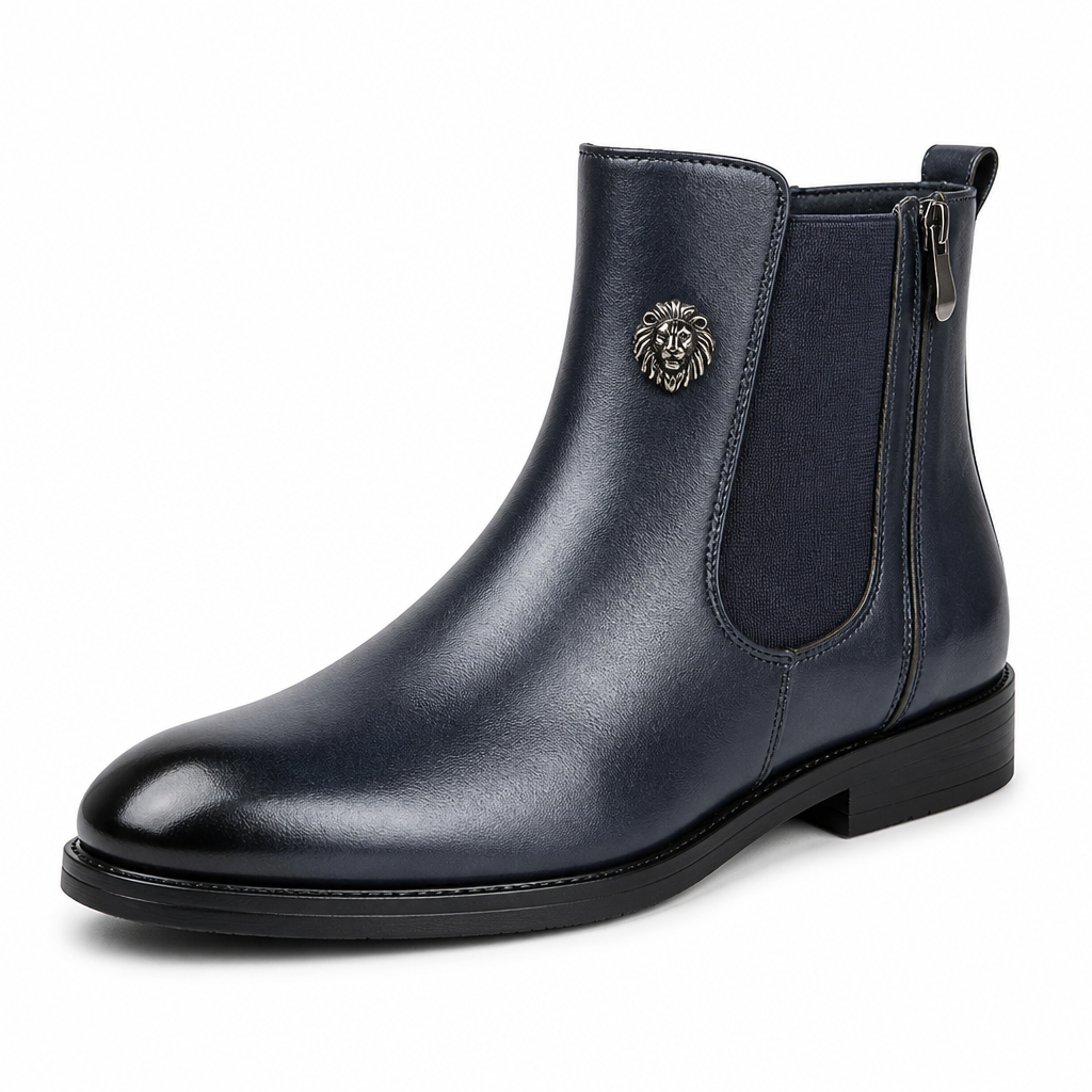 Timeless Lion Emblem Chelsea Boots (Side Zipper)