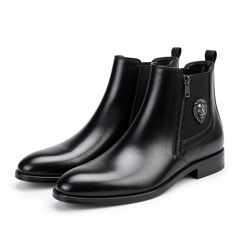 Timeless Lion Emblem Chelsea Boots (Side Zipper)