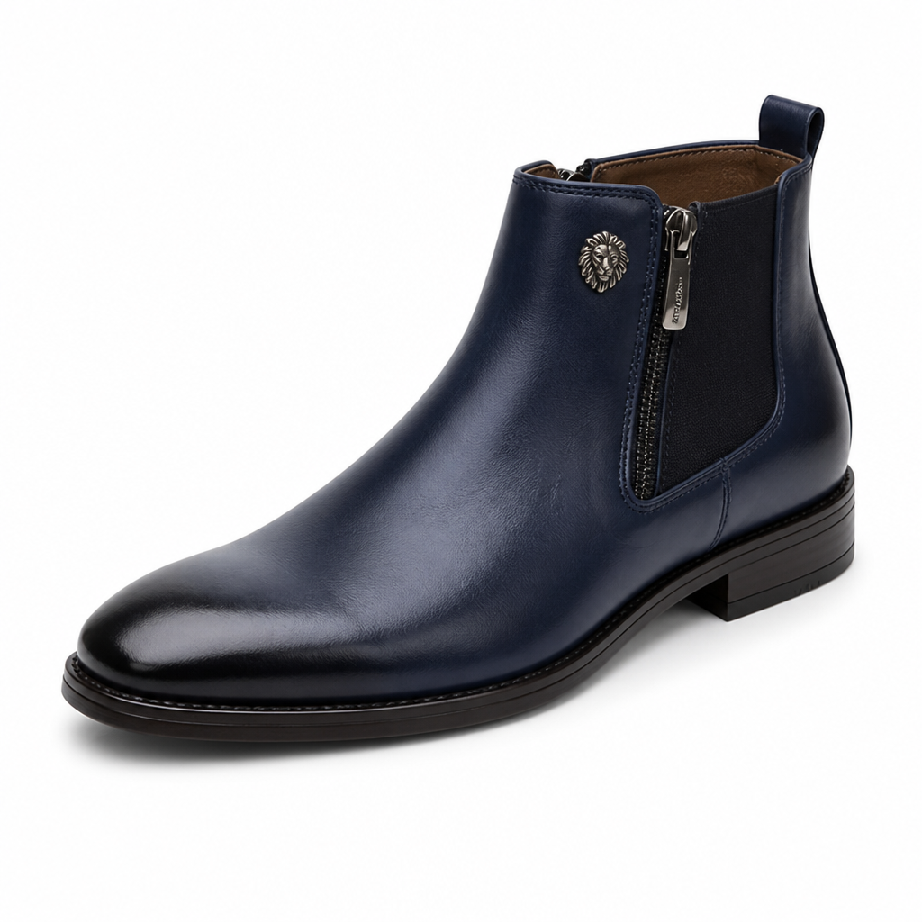 Timeless Lion Emblem Chelsea Boots (Side Zipper)