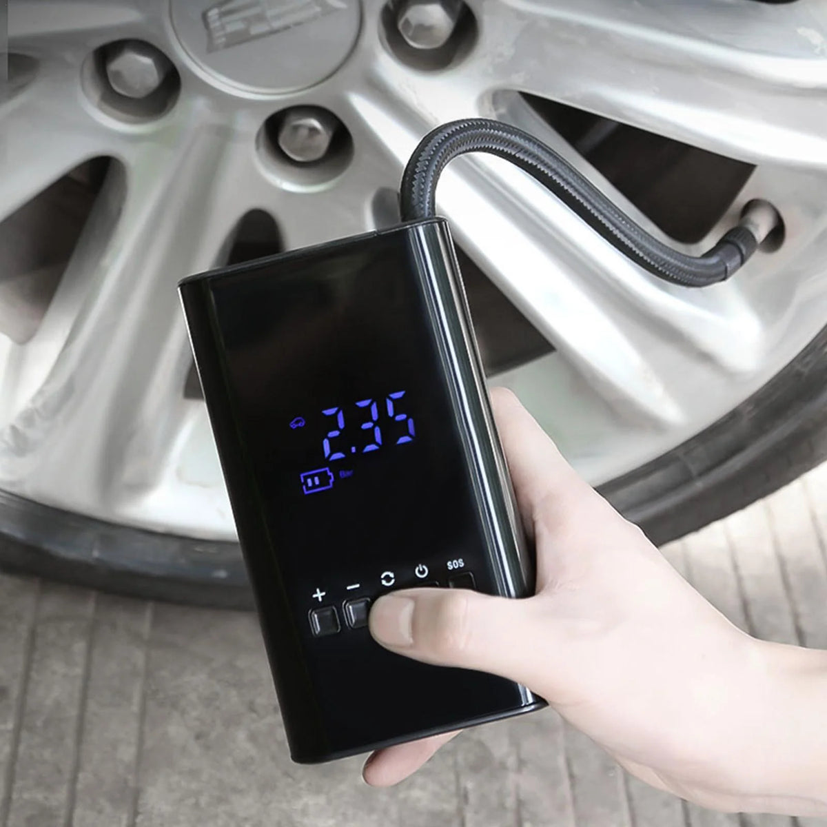 Tire Inflator Portable 150 PSI LED Display 12V Rechargeable Battery