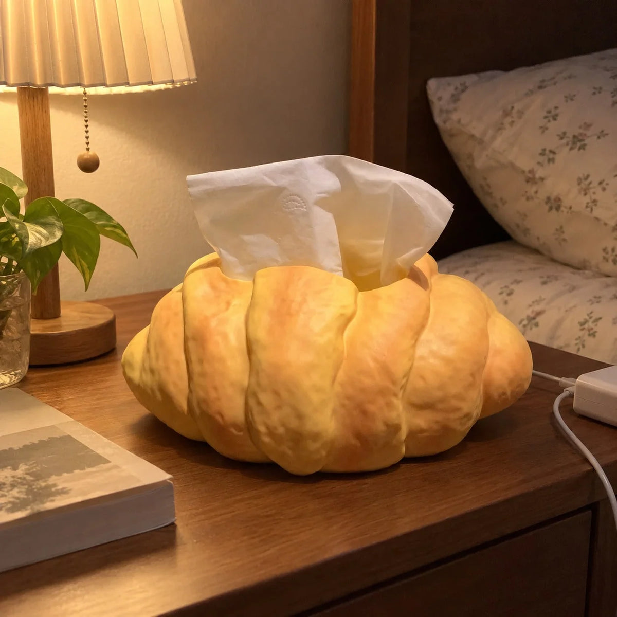 Tissue Box Cover Croissant Design Stable Base