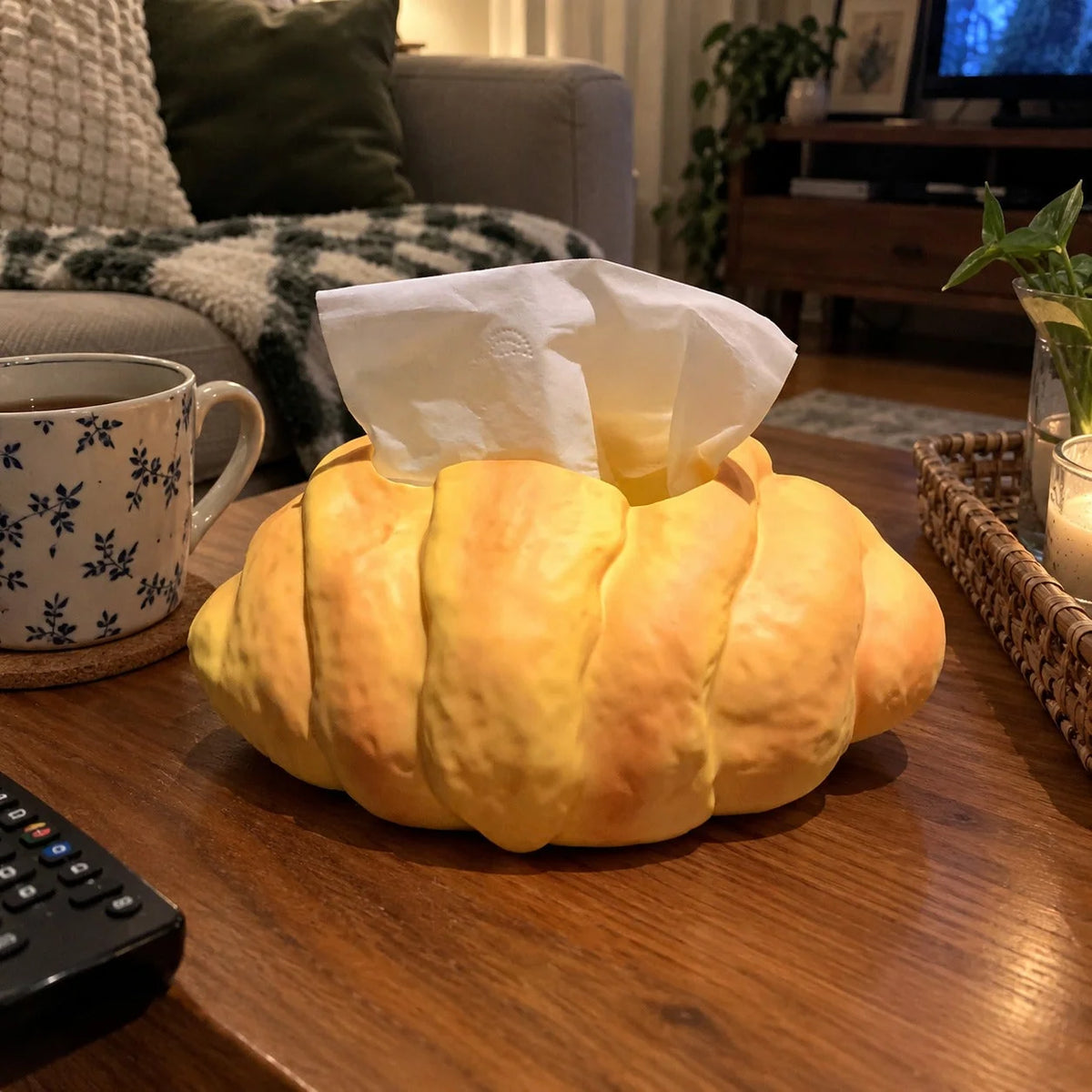 Tissue Box Cover Croissant Design Stable Base