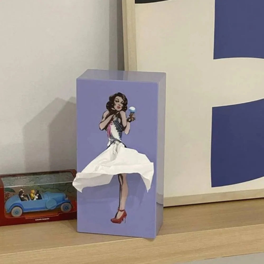 Tissue Box Cover Flying Skirt Design Fits Standard Boxes