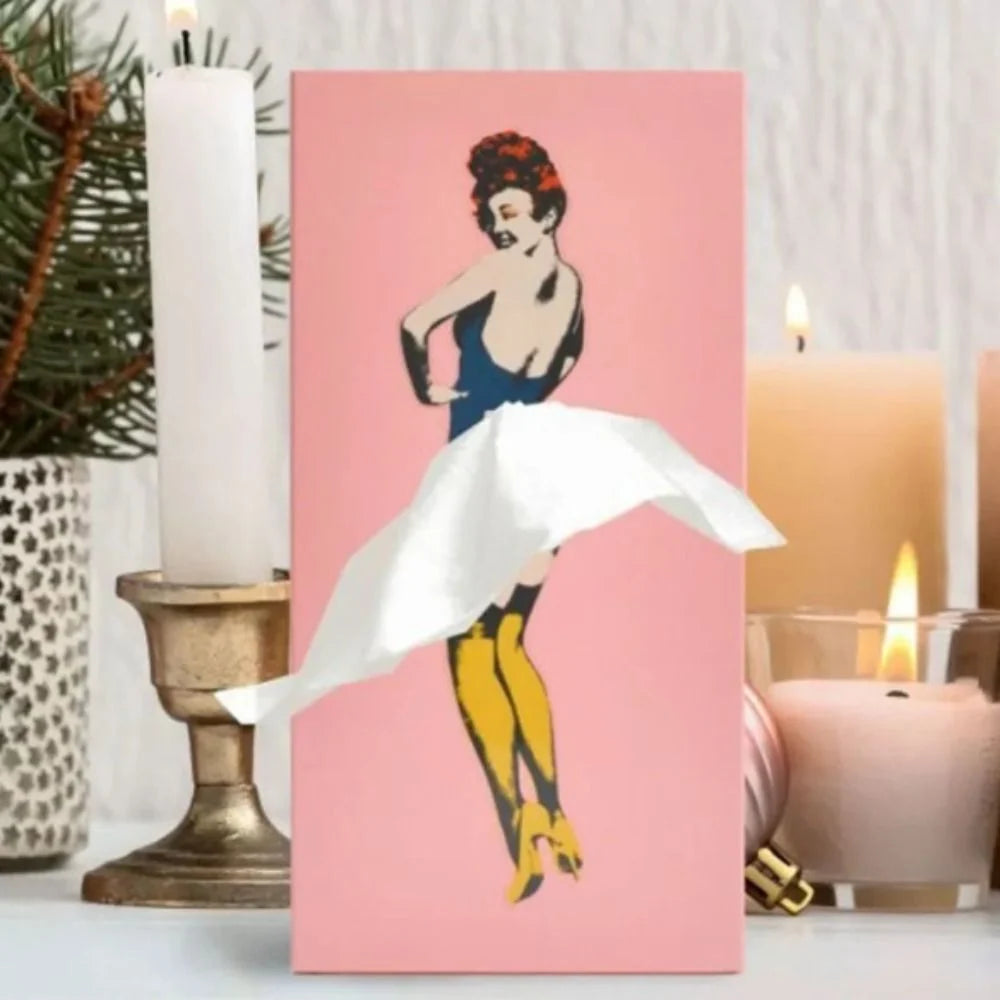 Tissue Box Cover Removable Weighted Base Billowing Skirt